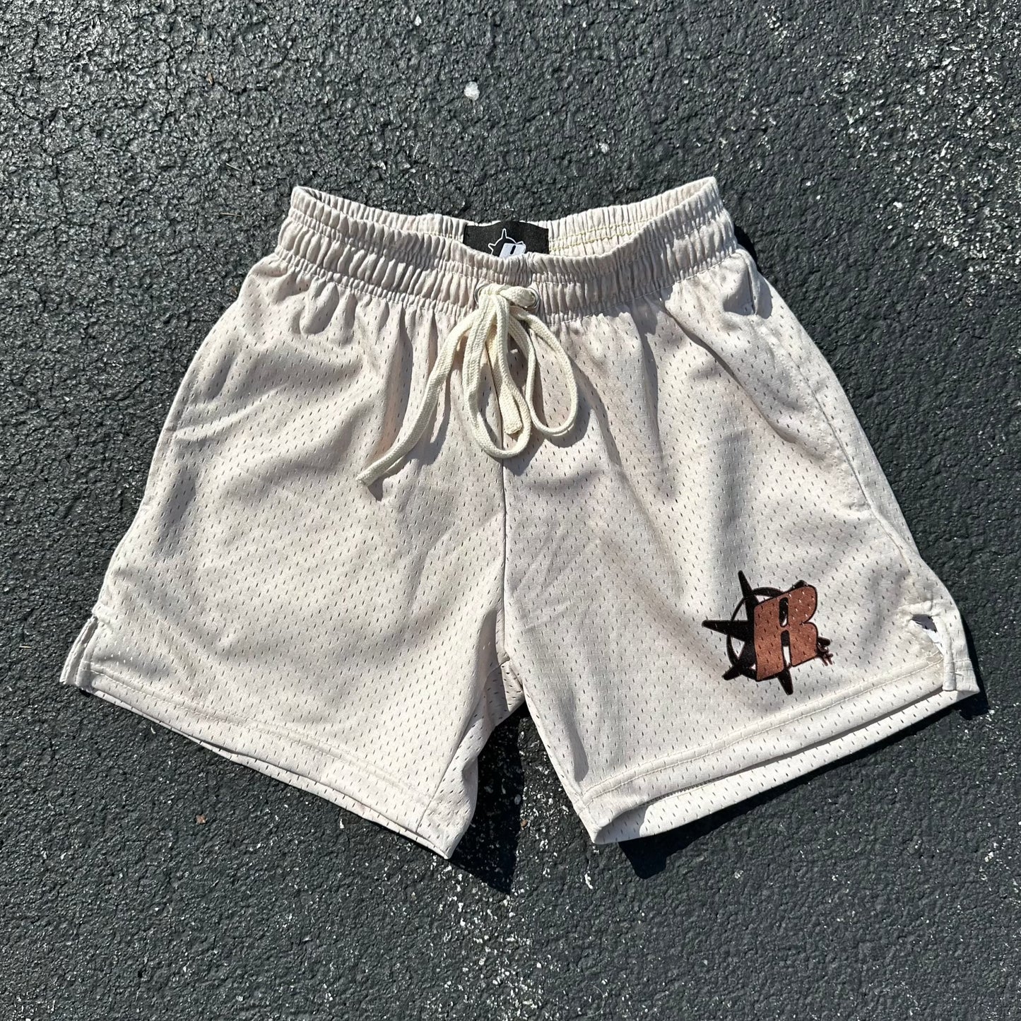 Rise Apparel cream mesh shorts