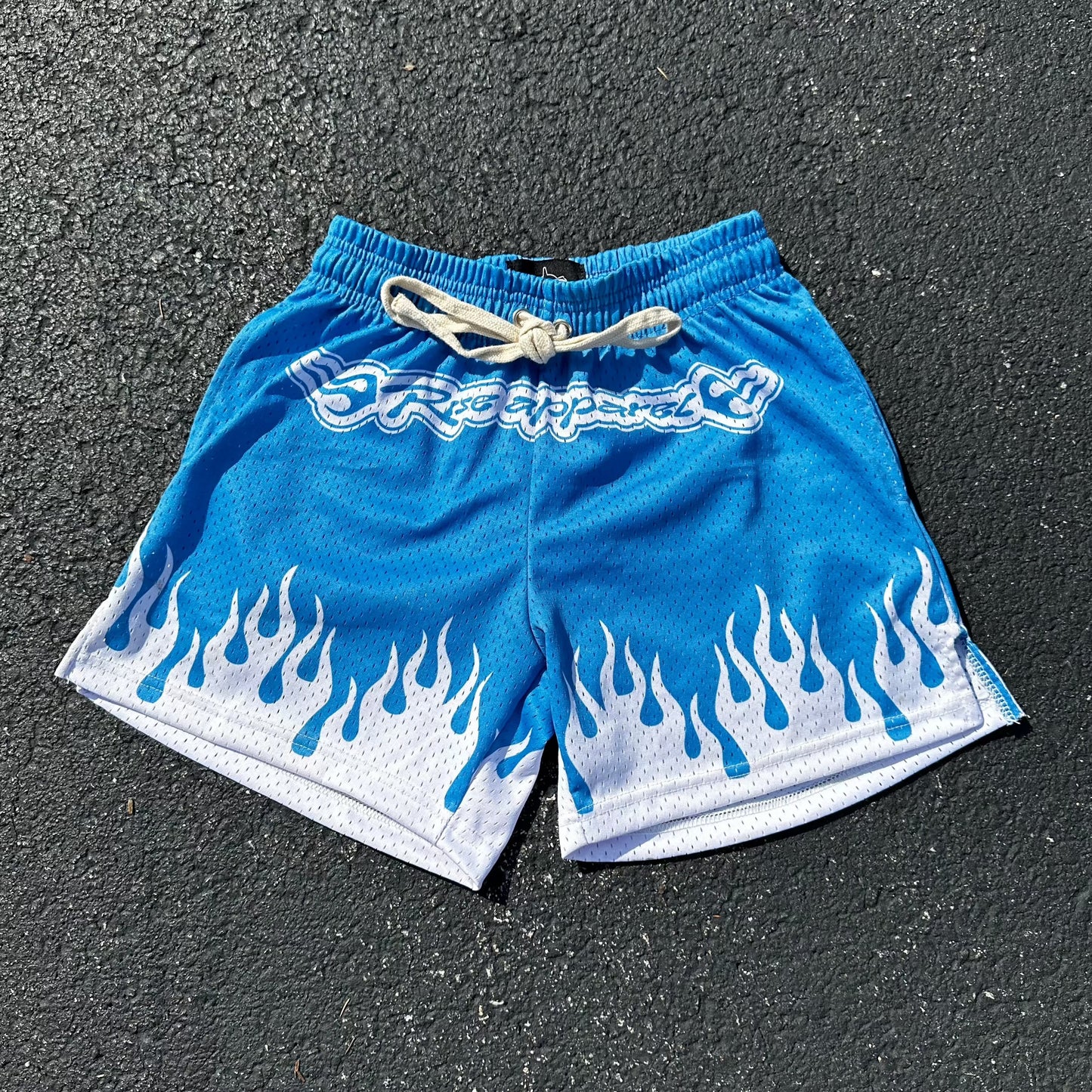 Rise Apparel blue flame mesh shorts